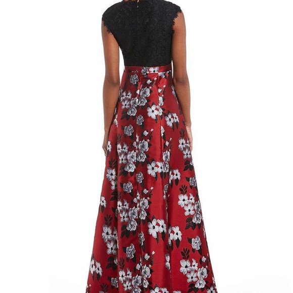 NWT Aidan Mattox Floral Lace Metallic Jacquard 12 - Picture 3 of 10